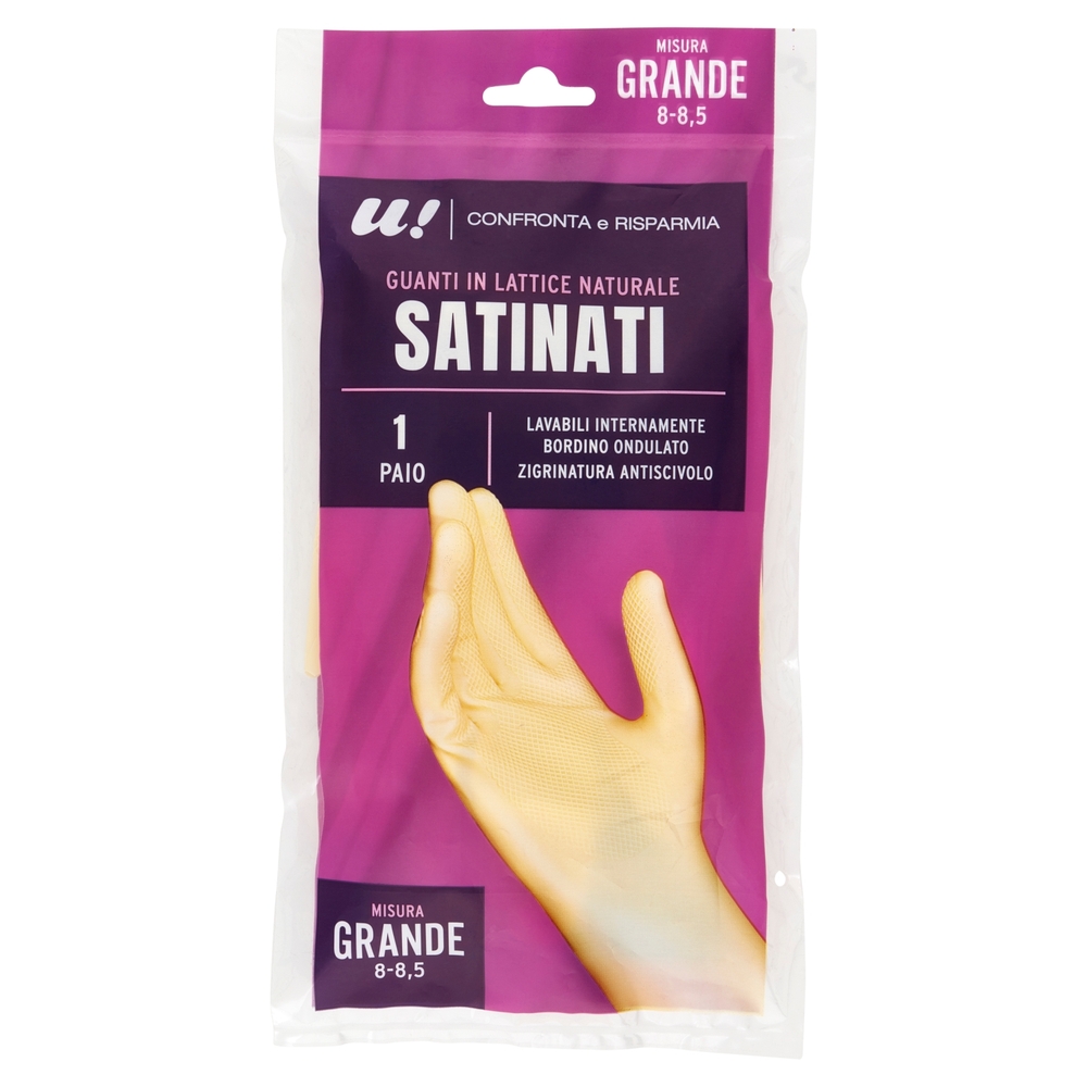 Guanti Satinati in Lattice Naturale 1 Paio Misura Grande U! Confronta e Risparmia